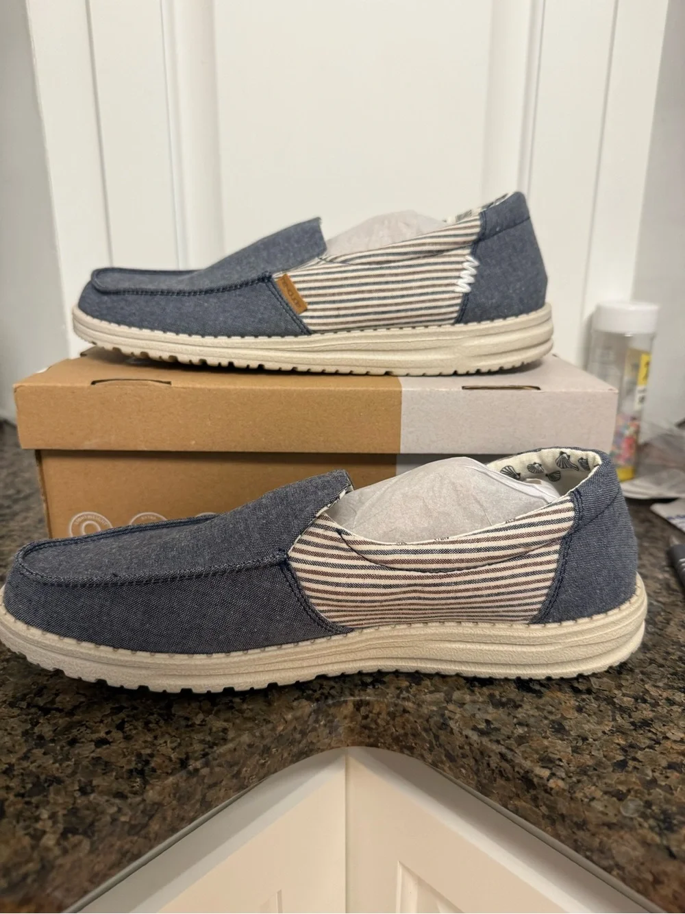 New In Box Hey Dude Womens Misty Slip On Shoes Blue Barbados Size 11